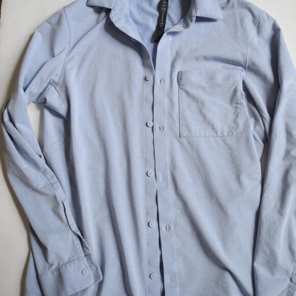 Lululemon Commission Long Sleeve shirt Harbor Blue/White  Size Mens Small Medium - Picture 5 of 5